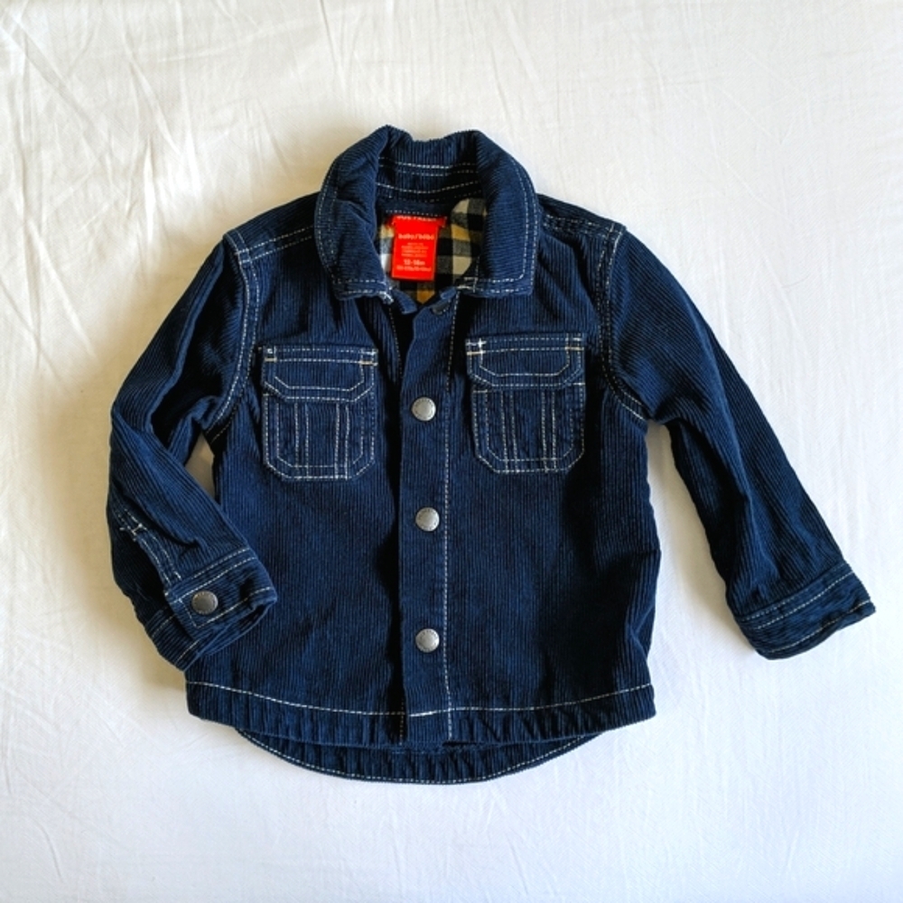 joe fresh navy corduroy shirt shacket 12-18 months baby boy